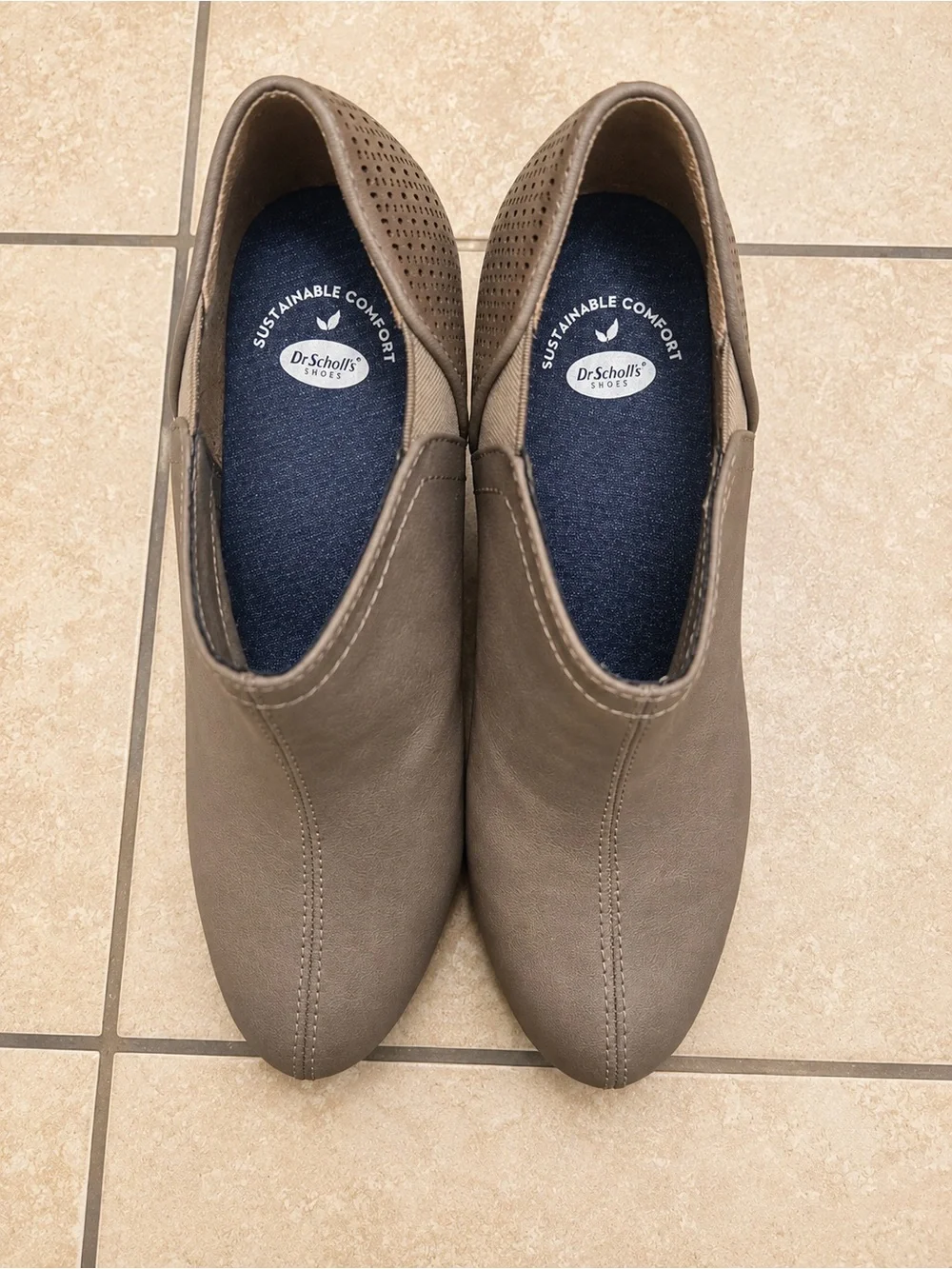 Dr. Scholl's Gray Laser-Cut Wedge Ankle Booties